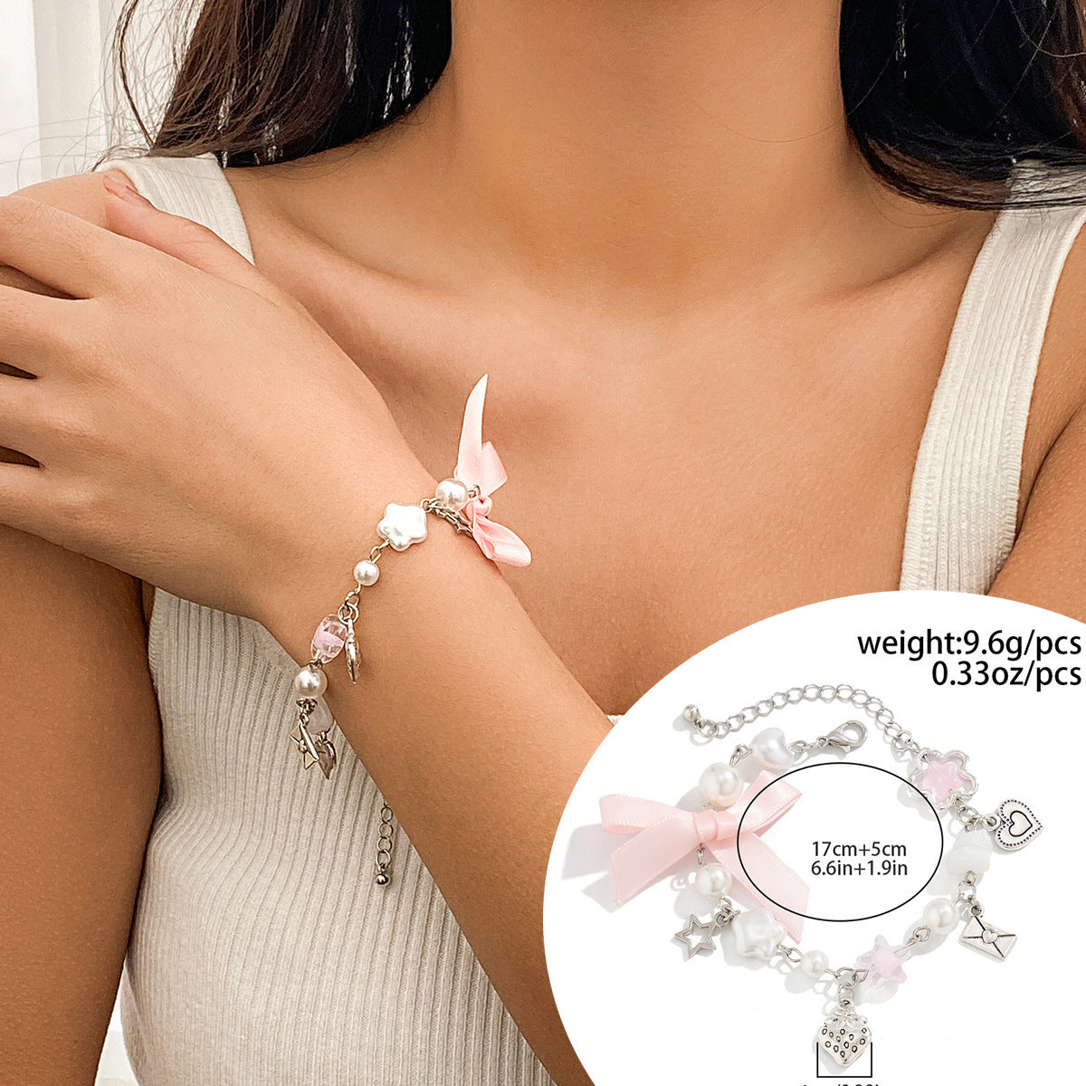Magnetic Heart-Shaped Star Pendant Tassel Bracelet Set