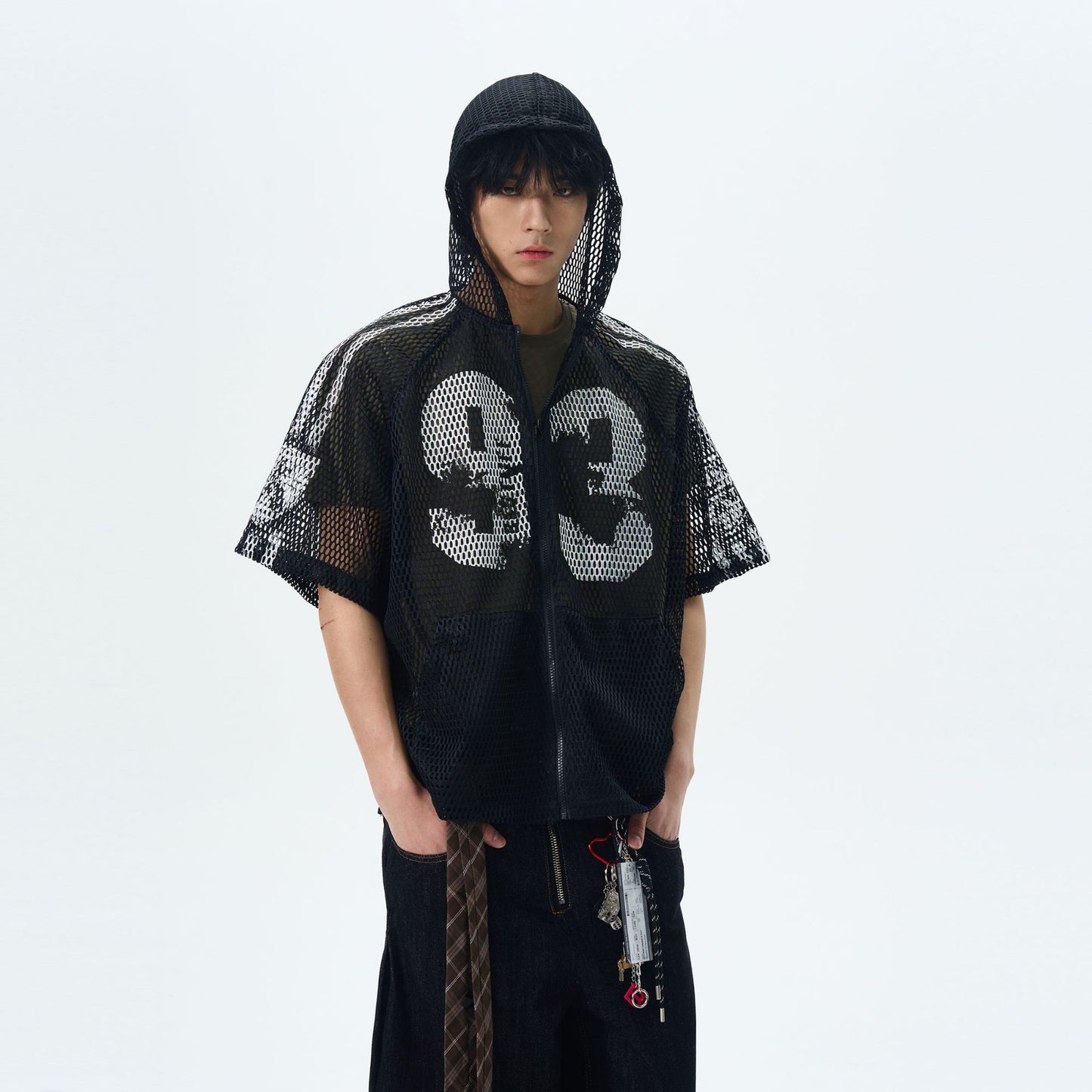 Retro Hollowed Out Hooded Cardigan T-Shirt