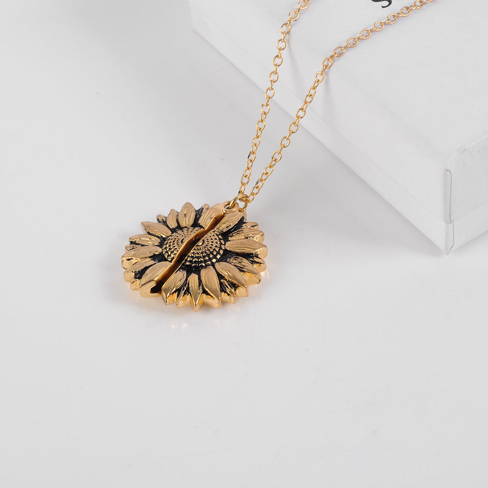 Vintage Sunflower Locket Pendant Necklace - Bohemian Style