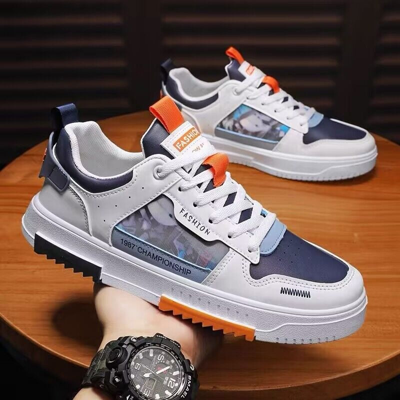 Harajuku-Inspired Breathable White Sneakers for Men