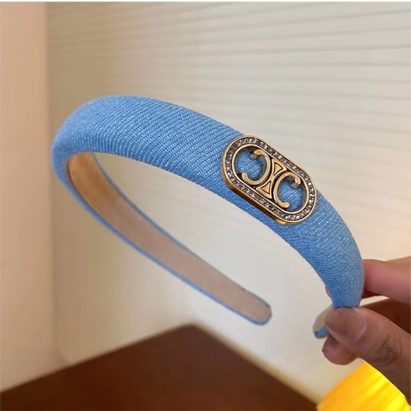 Blue Temperament Rhinestone Sponge Headband