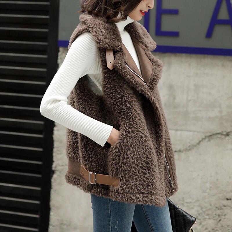 Korean Style Thickened Lamb Wool Vest for Students