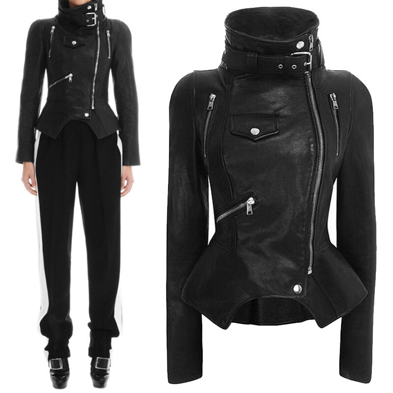 Harajuku Style Women's Faux Leather Gothic Motorcycle Jacket