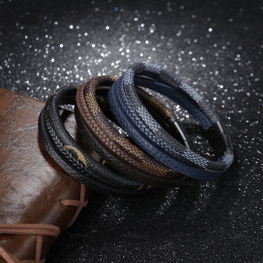 Retro Hand-Woven Leather Bracelet - Unisex Multi-Layer