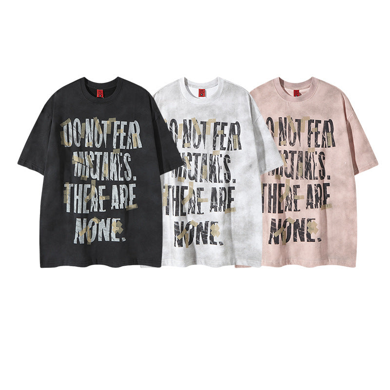 Harajuku Style Spray-Dyed Letter Print Oversized T-Shirt