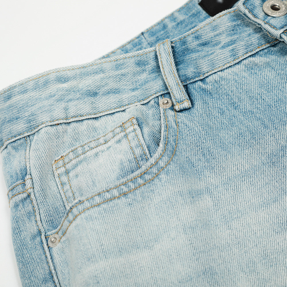 Washed Gradient Denim Dad Jeans - Harajuku Street Style