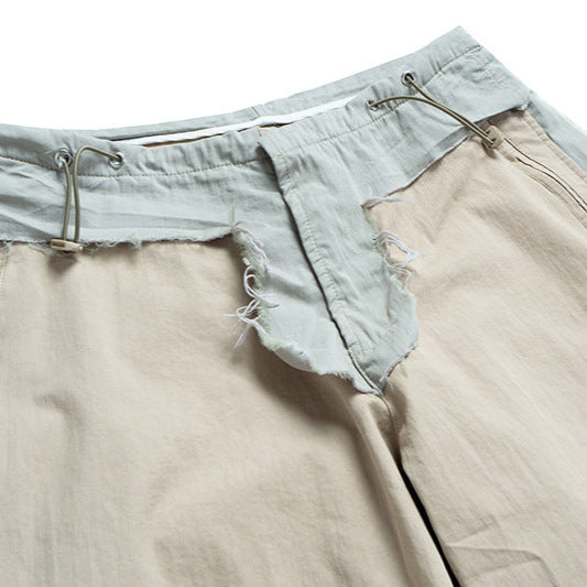 Harajuku Style Denim Cargo Trousers with Drawstring Cuffs