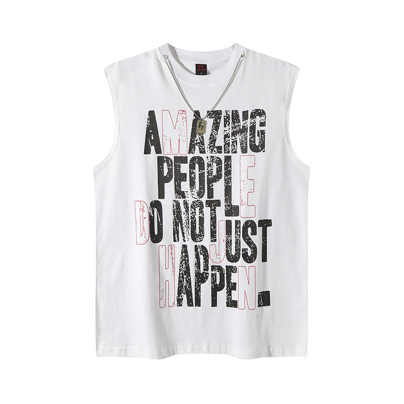 Unisex Loose Fit Washed Cotton Vest - Harajuku Style