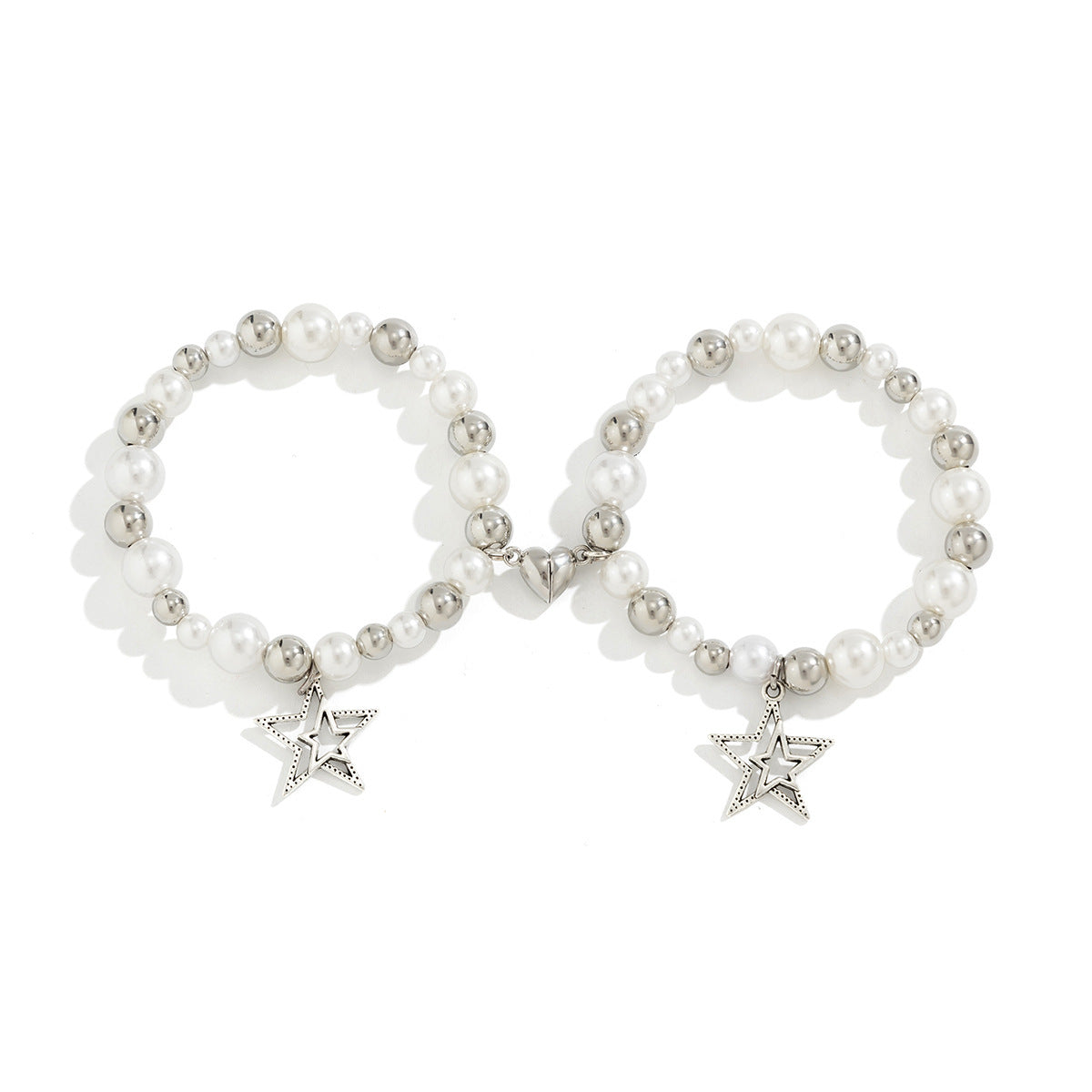 Magnetic Heart-Shaped Star Pendant Tassel Bracelet Set