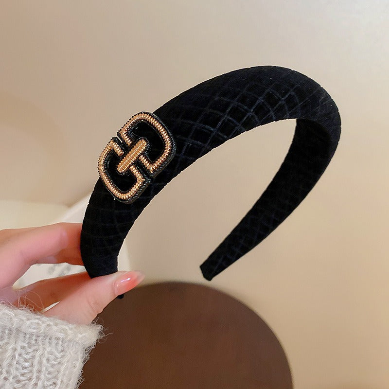 Black And White Plaid Woven Headband
