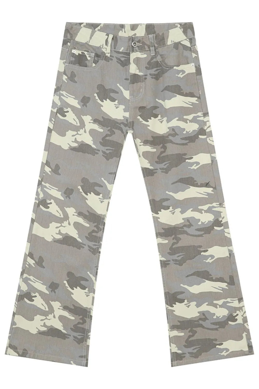 Playful Camouflage Bootcut Jeans with Pockets