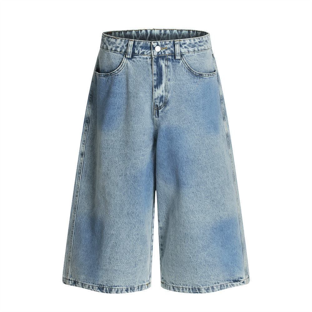 Vintage Washed Denim Shorts for Men - Harajuku Style