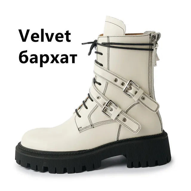 Harajuku Style Genuine Leather Ankle Boots for Women