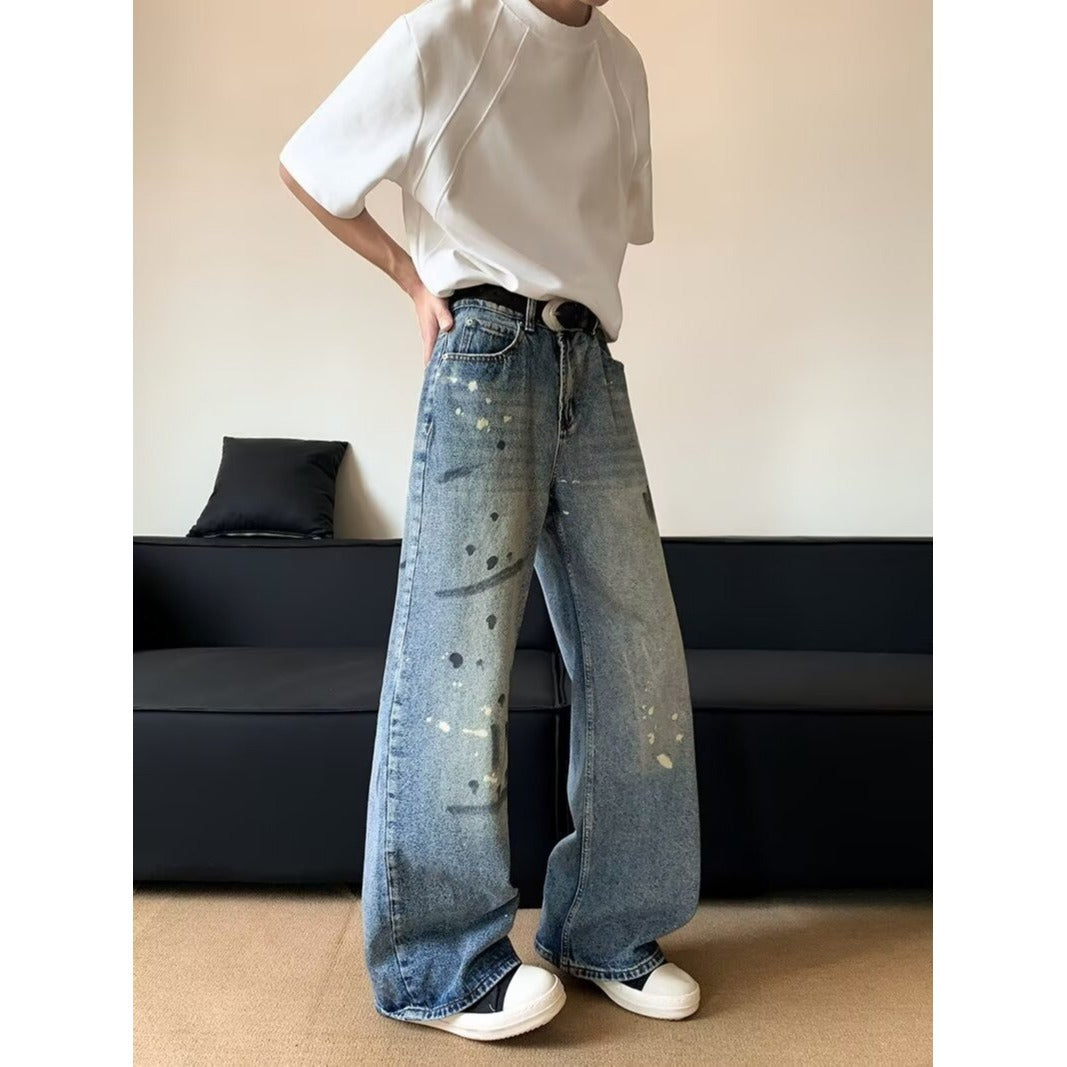 Retro Washed Wide Leg Jeans - Harajuku Style