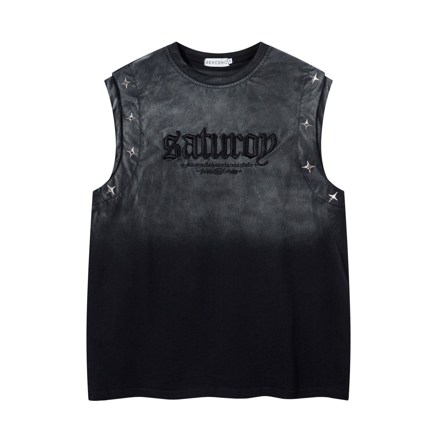 Streetwear Washed Heavywork Embroidered Vest