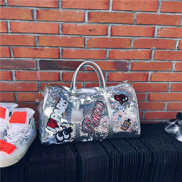 Playful Sequin Duffle Bag – Trendy Travel Companion