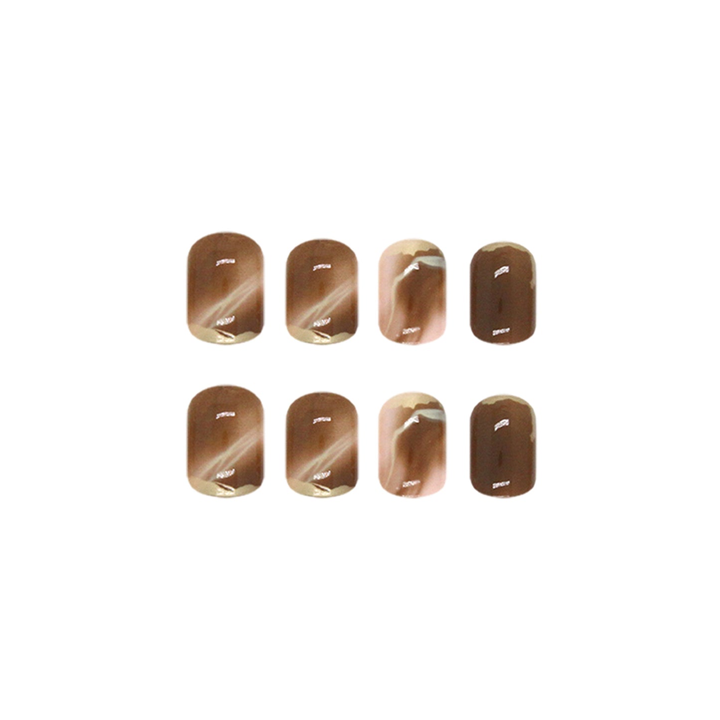 Warm Brown & White Double Spell Nail Manicure Patch