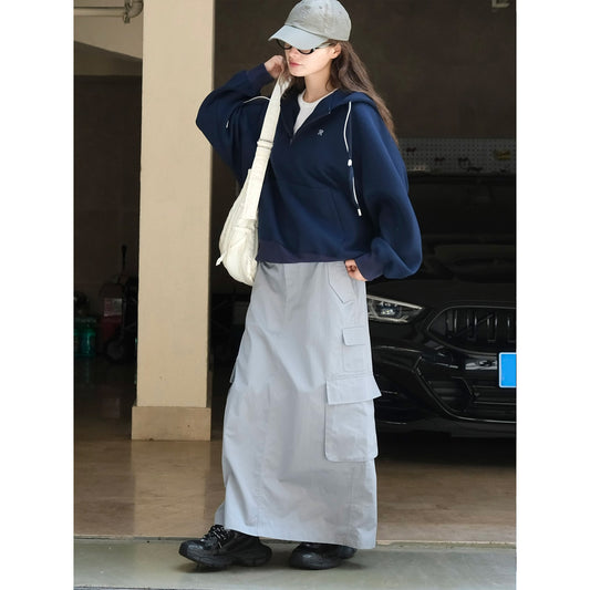 Gray Workwear Half Skirt - Soft & Breathable H-Version