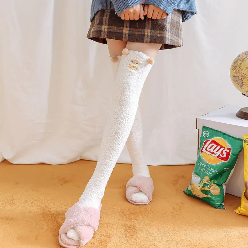 Harajuku Style Cat Claw Coral Fleece Socks