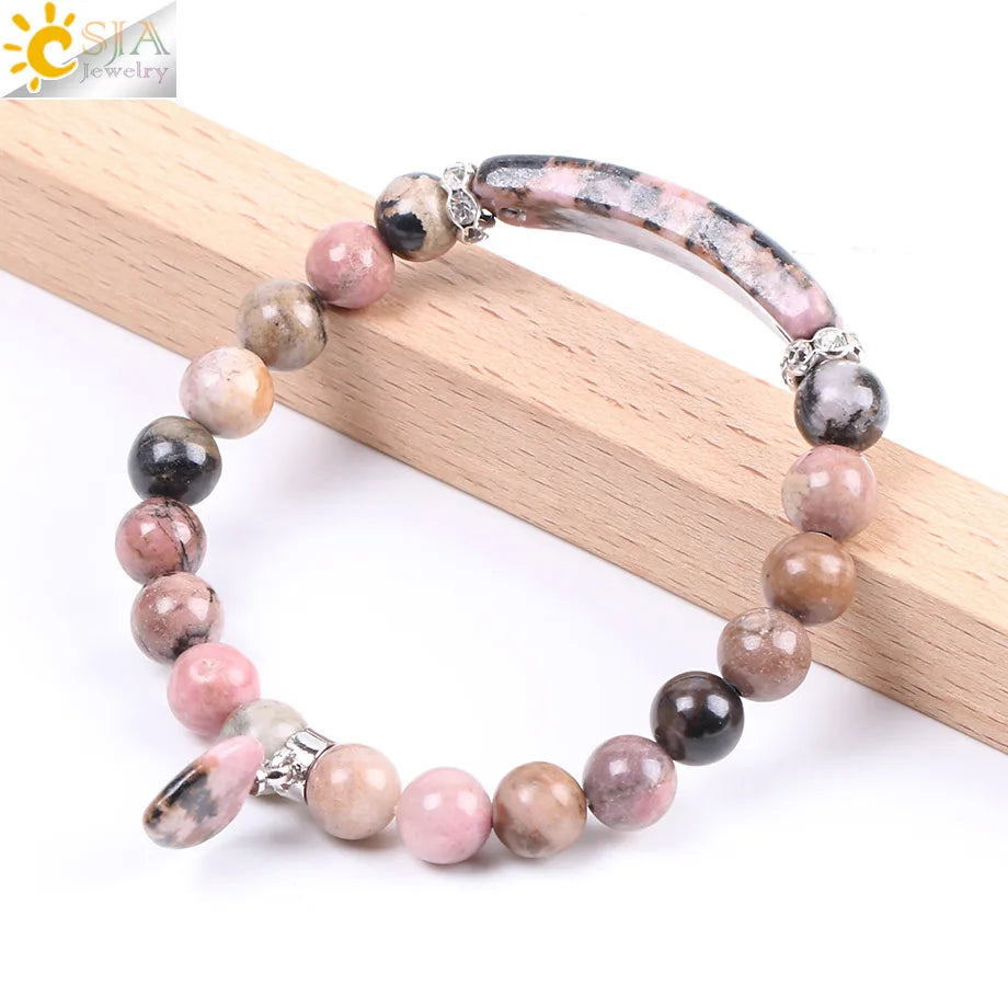 Rhodonite Love Heart Gemstone Bangles
