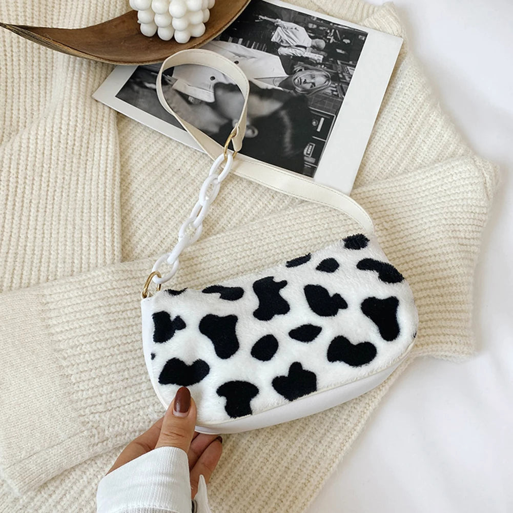 Playful Cow Milk Print Handbag Tote for Women