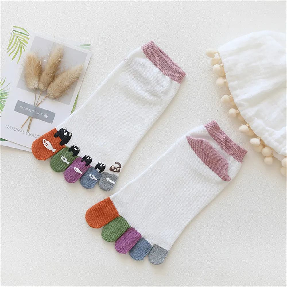 Colorful Harajuku Style Five Finger Socks