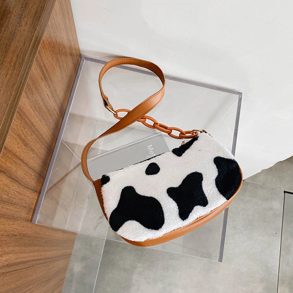 Playful Cow Milk Print Handbag Tote for Women