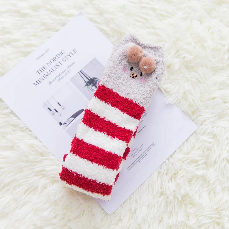 Harajuku Style Cat Claw Coral Fleece Socks