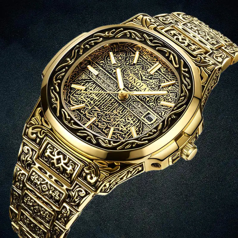 Luxury Retro Golden Quartz Watch for Men