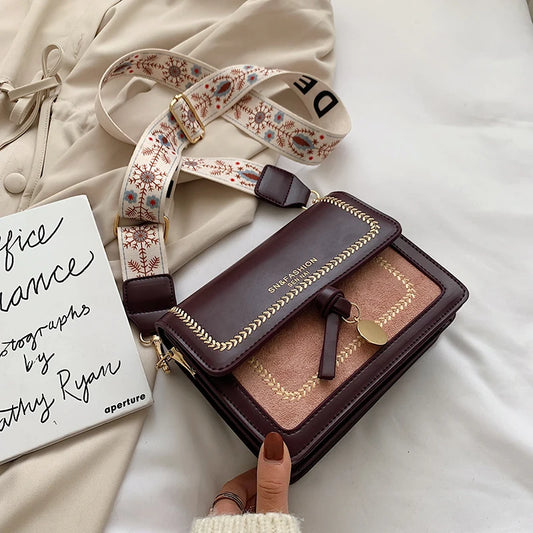 Playful Contrast Color Leather Crossbody Bag