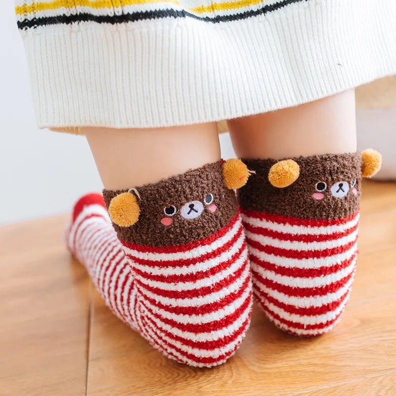 Harajuku Style Cat Claw Coral Fleece Socks