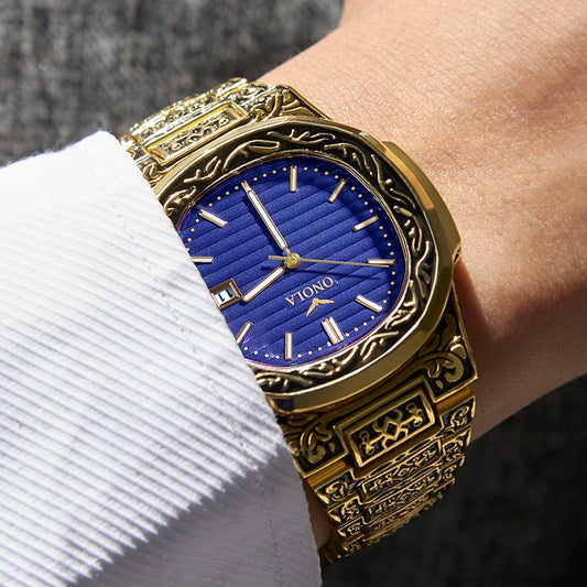 Luxury Retro Golden Quartz Watch for Men