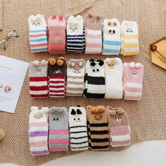 Harajuku Style Cat Claw Coral Fleece Socks