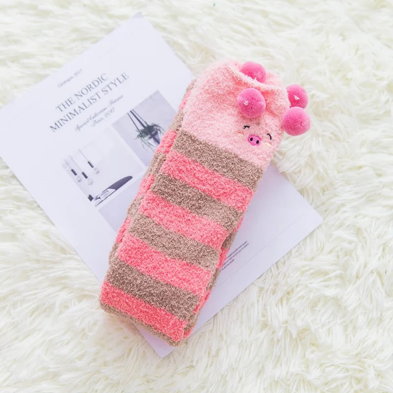 Harajuku Style Cat Claw Coral Fleece Socks