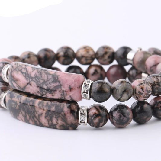 Rhodonite Love Heart Gemstone Bangles