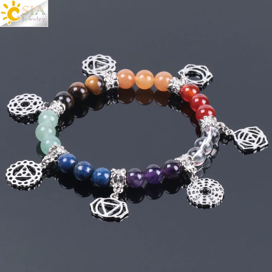 7 Chakra Healing Bracelet - Energy Balance Stone Beads