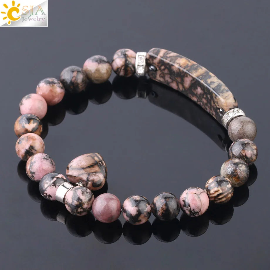 Rhodonite Love Heart Gemstone Bangles