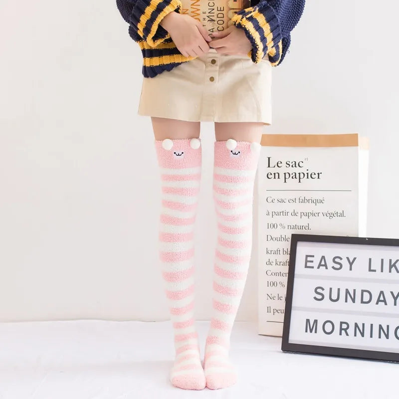 Harajuku Style Cat Claw Coral Fleece Socks