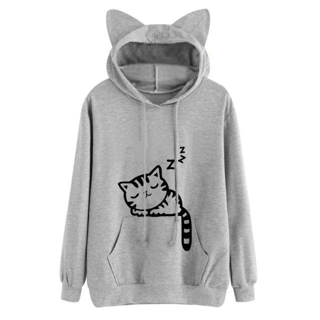Kawaii Pink Cat Hoodie - Harajuku Style Sweatshirt