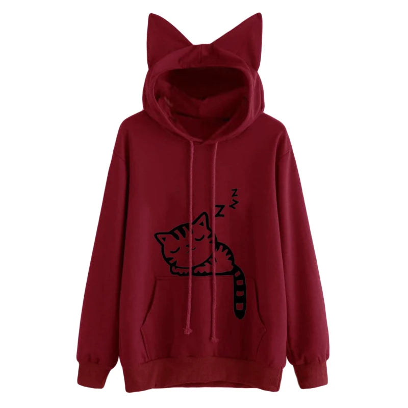 Kawaii Pink Cat Hoodie - Harajuku Style Sweatshirt