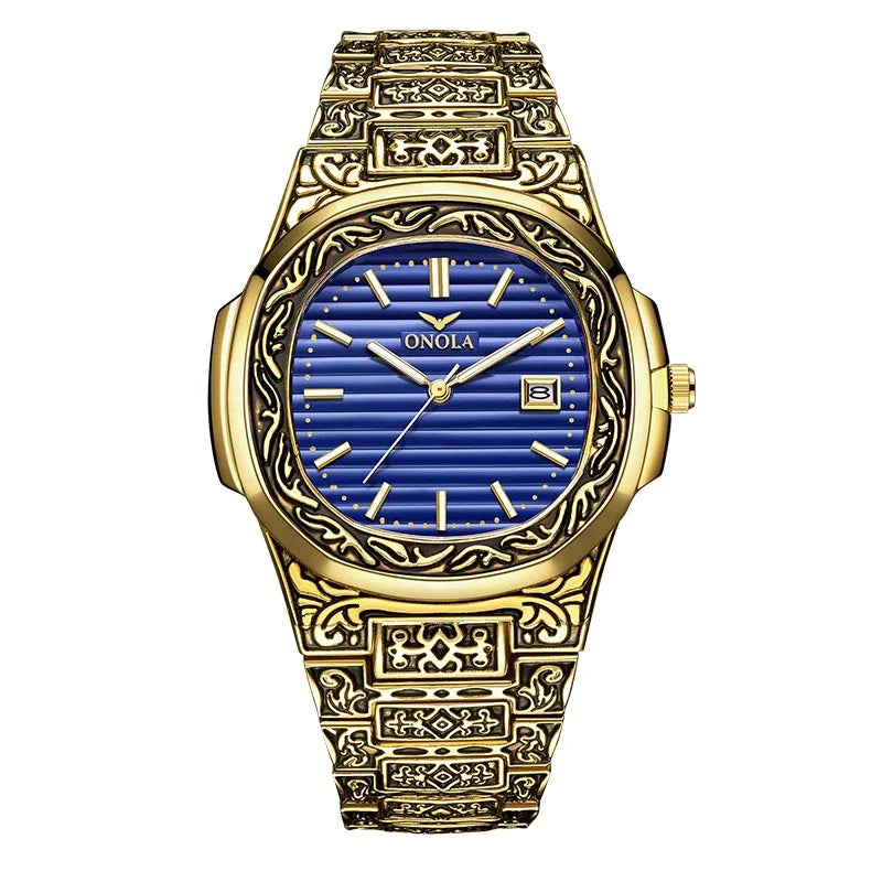 Luxury Retro Golden Quartz Watch for Men