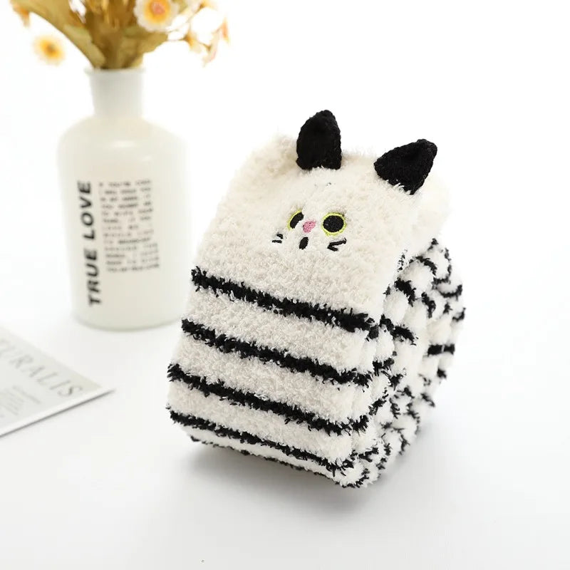 Harajuku Style Cat Claw Coral Fleece Socks
