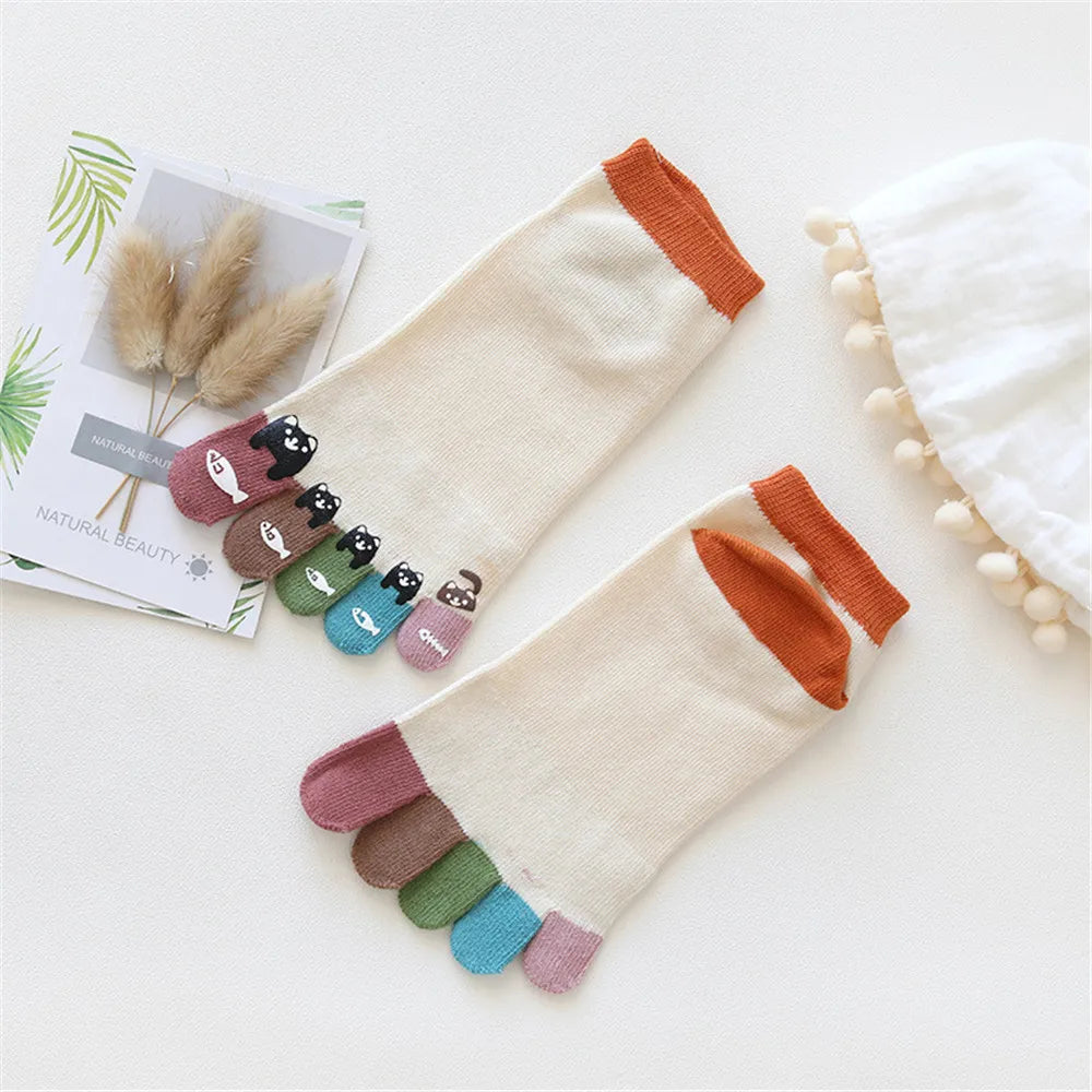 Colorful Harajuku Style Five Finger Socks