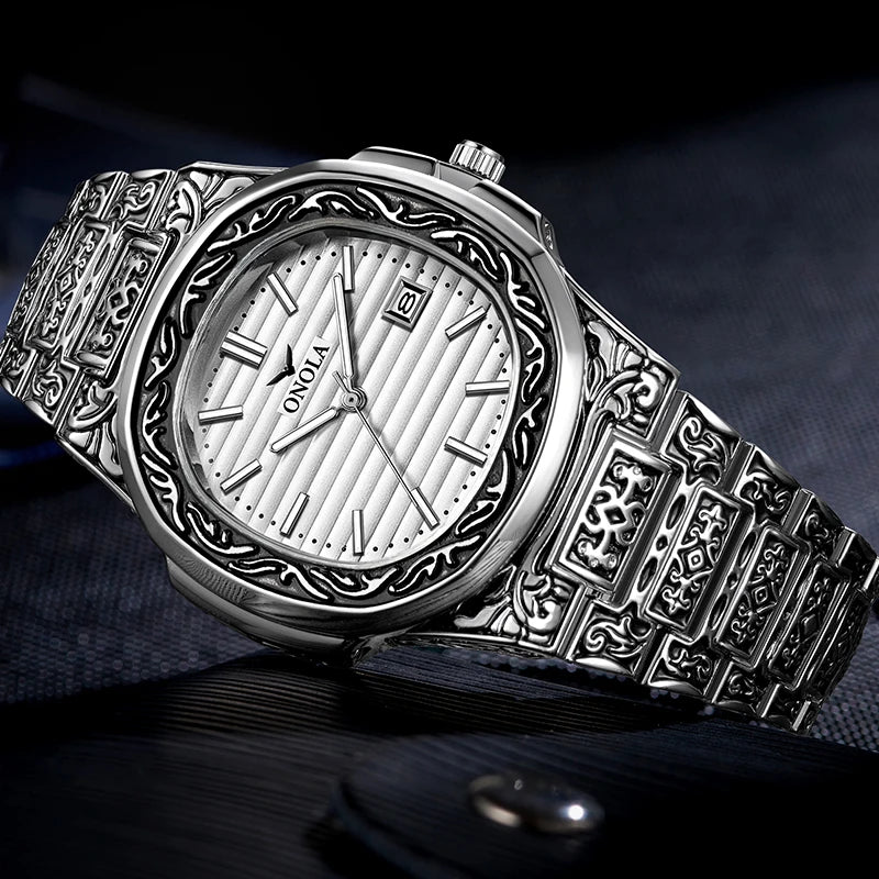 Luxury Retro Golden Quartz Watch for Men