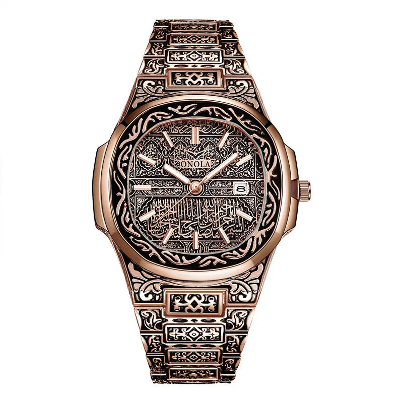 Luxury Retro Golden Quartz Watch for Men