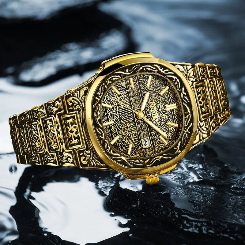 Luxury Retro Golden Quartz Watch for Men