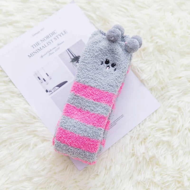 Harajuku Style Cat Claw Coral Fleece Socks