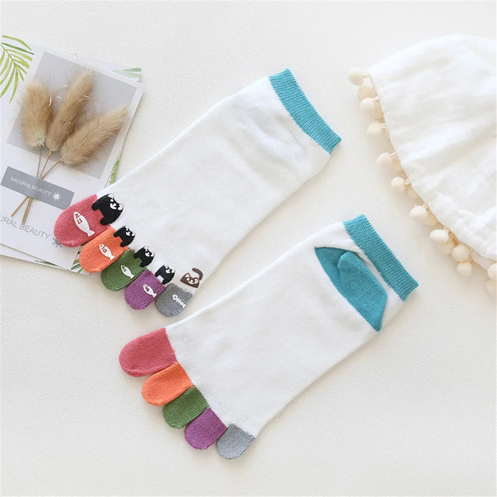 Colorful Harajuku Style Five Finger Socks