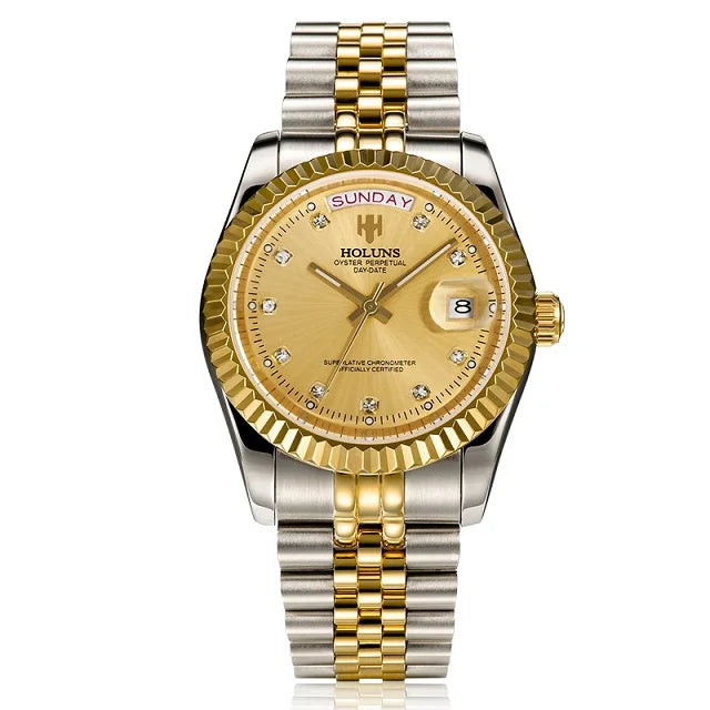 Luxury Gold Diamond Quartz Watch for Men