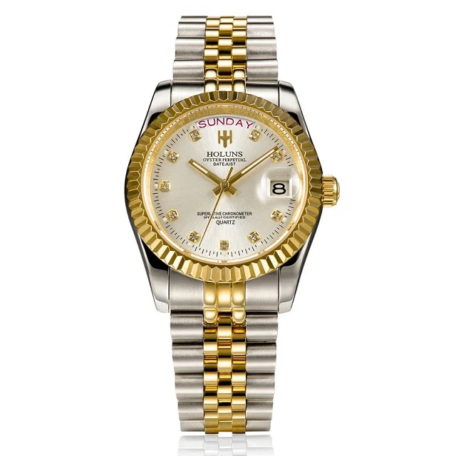 Luxury Gold Diamond Quartz Watch for Men